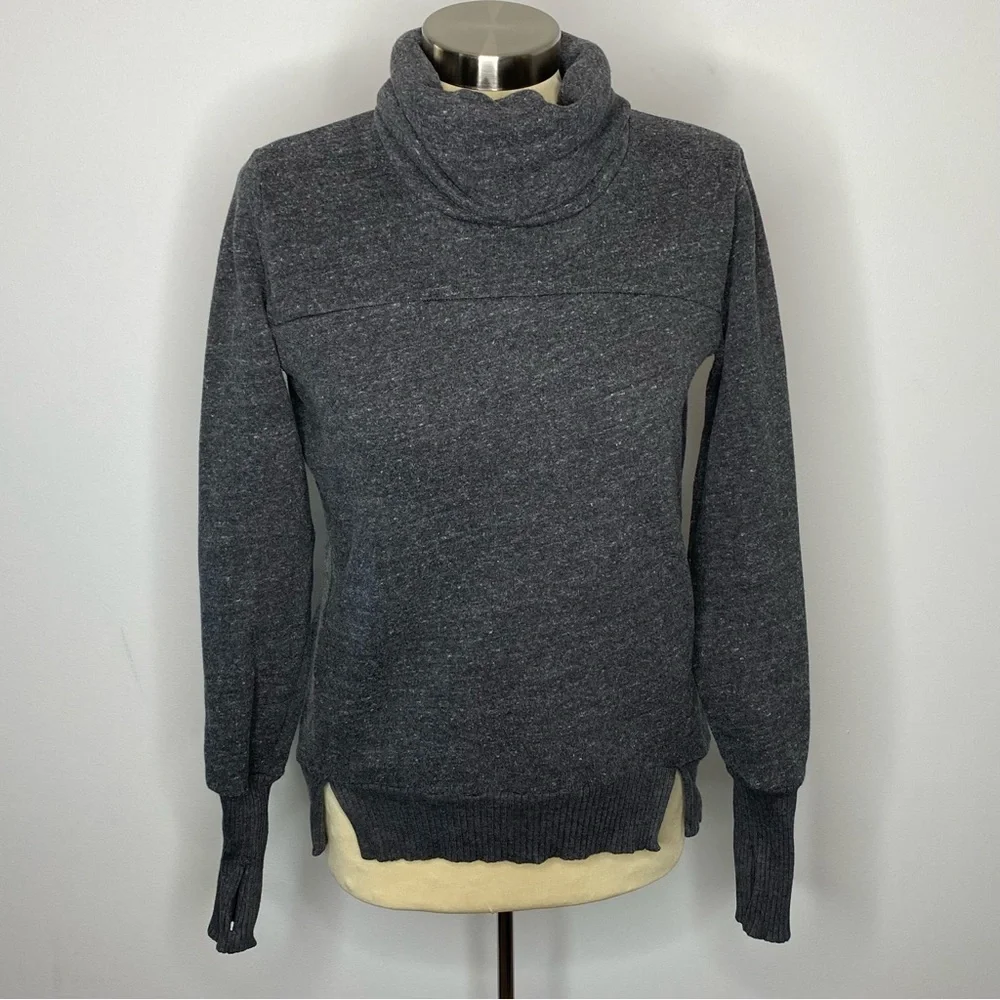 ALO Yoga Haze Grey Charcoal Funnel Neck Sweatshirt